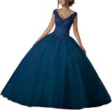 Bride Princess Fantasy Chic V-Neck Puffy Wedding Dress（Processing time need 3-6 days）