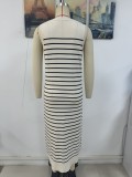 Spring And Summer Slim Women's Striped Knitting Sleeveless Fashion Long Dress