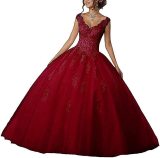 Bride Princess Fantasy Chic V-Neck Puffy Wedding Dress（Processing time need 3-6 days）
