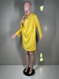Women's nightclub low cut deep v sexy solid color dress