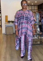 Women printed irregular Top and wide-leg Pant two-piece set Women printed irregular Top and wide-leg Pant two-piece set