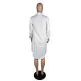 Women's nightclub low cut deep v sexy solid color dress