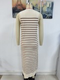Spring And Summer Slim Women's Striped Knitting Sleeveless Fashion Long Dress
