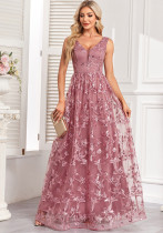 Women sleeveless double v-neck mesh print zipper dress Women sleeveless double v-neck mesh print zipper dress