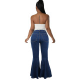 Women fashion stretchy Bell Bottom Denim Pants