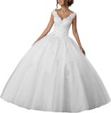 Bride Princess Fantasy Chic V-Neck Puffy Wedding Dress（Processing time need 3-6 days）