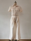 Women Summer Ladies Short Sleeve Chic Fashion Casual Women Two-Piece Pants Set
