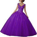 Bride Princess Fantasy Chic V-Neck Puffy Wedding Dress（Processing time need 3-6 days）