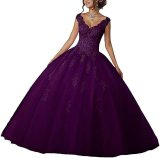Bride Princess Fantasy Chic V-Neck Puffy Wedding Dress（Processing time need 3-6 days）