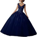 Bride Princess Fantasy Chic V-Neck Puffy Wedding Dress（Processing time need 3-6 days）