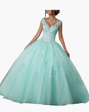 Bride Princess Fantasy Chic V-Neck Puffy Wedding Dress(Processing time need 3-6 days)