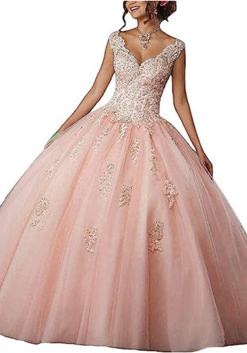 Bride Princess Fantasy Chic V-Neck Puffy Wedding Dress（Processing time need 3-6 days）