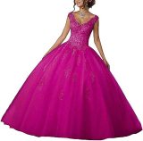 Bride Princess Fantasy Chic V-Neck Puffy Wedding Dress（Processing time need 3-6 days）