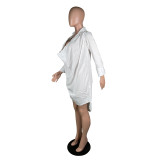 Women's nightclub low cut deep v sexy solid color dress