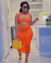 Women's Sexy Knitting Strapless Two Piece Skirt Set