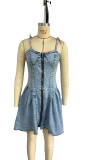 Spring/Summer Street Trendy Patchwork Strap Denim Dress