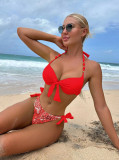 Women printed bikini Lace-Up Two Pieces swimsuit
