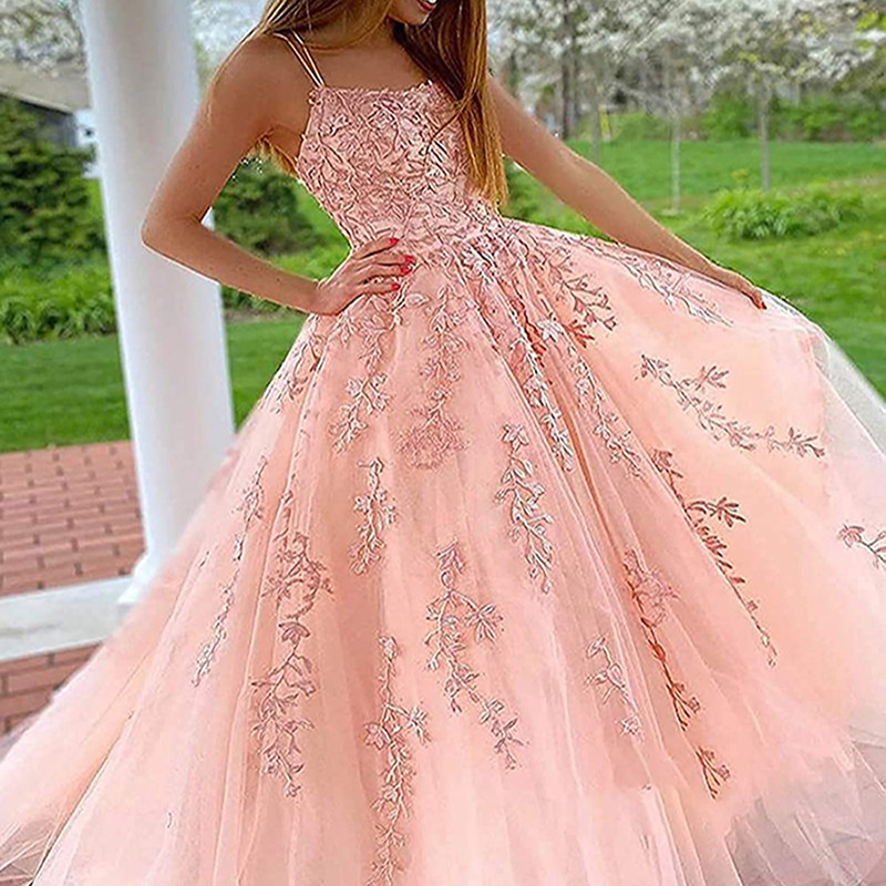 Women summer lace applique party dance evening dress(processing time 4-5 days)