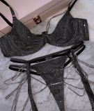 Women Lace Beaded Sexy Lingerie Three-Piece