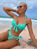 Women printed bikini Lace-Up Two Pieces swimsuit