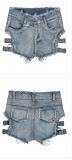 Women summer Letter Ripped Denim shorts