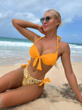 Women printed bikini Lace-Up Two Pieces swimsuit