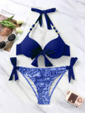 Women printed bikini Lace-Up Two Pieces swimsuit