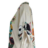Summer Women Loose Printed Shirt Trousers Two-piece Set