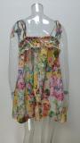 Summer Women chic print tie ruffle dress