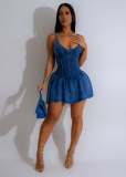 Women Suspender Pleated Dress
