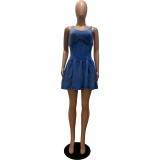 Women Suspender Pleated Dress