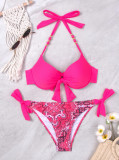 Women printed bikini Lace-Up Two Pieces swimsuit