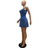 Women Suspender Pleated Dress