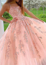 Women summer lace applique party dance evening dress（processing time 4-5 days）