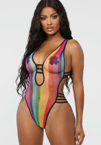 Women Sexy Hollow See-Through Mesh One-piece Swimsuit Women Sexy Hollow See-Through Mesh One-piece Swimsuit