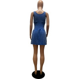 Women Suspender Pleated Dress