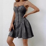 Spring/Summer Street Trendy Patchwork Strap Denim Dress