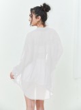 Women's Fashion Long Sleeve Turndown Collar Sequined Shirt Casual Blouse