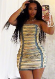 Women Sexy Washed Ripped Denim Dress