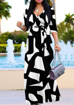 Women Casual Floral Printed V-Neck Half-Sleeve Maxi Dress Women Casual Floral Printed V-Neck Half-Sleeve Maxi Dress