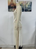 Women Summer Sexy Strap Beach Cover-up Solid Knitting Dress