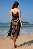 Women Summer Sexy Strap Beach Cover-up Solid Knitting Dress
