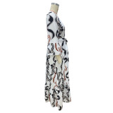 Women Printed Long Sleeve Beach Holidays Maxi Dress