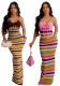 Women Sexy Backless Suspender Print Maxi Dress