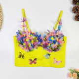 Women Beach Holidays Fishbone Strapless Tank Sexy Strap Butterfly Top