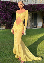 Women Hollow Gathered Lace Dress Women Hollow Gathered Lace Dress