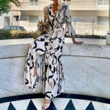Women Printed Long Sleeve Beach Holidays Maxi Dress