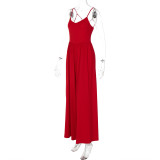 Women Summer Sexy Backless Suspender Loose Jumpsuit