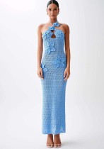 Spring Summer Strapless Beach Sexy Halter Tight Fitting Knitting Dress