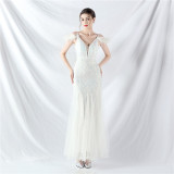 Strap Off Shoulder Long Sequins Plus Size Fat Beauty Formal Party Evening Dress